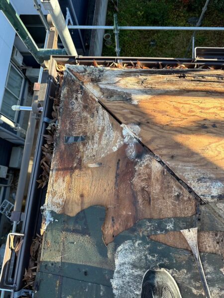 さいたま市大宮区にて雨漏り修理〈スーパーガルテクトへの葺き替え工事〉の施工前写真